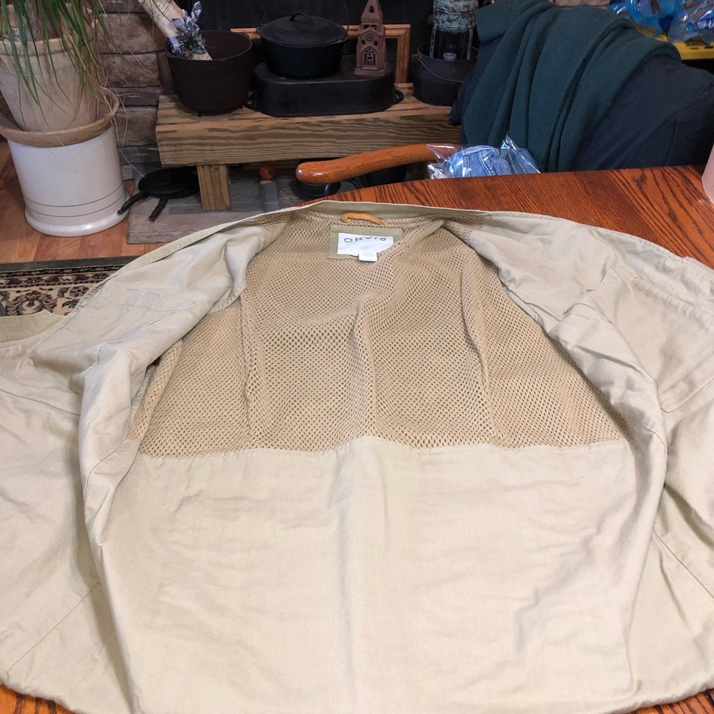 ORVIS SIZE LARGE 100% COTTON FISHING VEST AT LEAST 14 POCKETS ADJUSTABLE WAIST - Picture 8 of 9